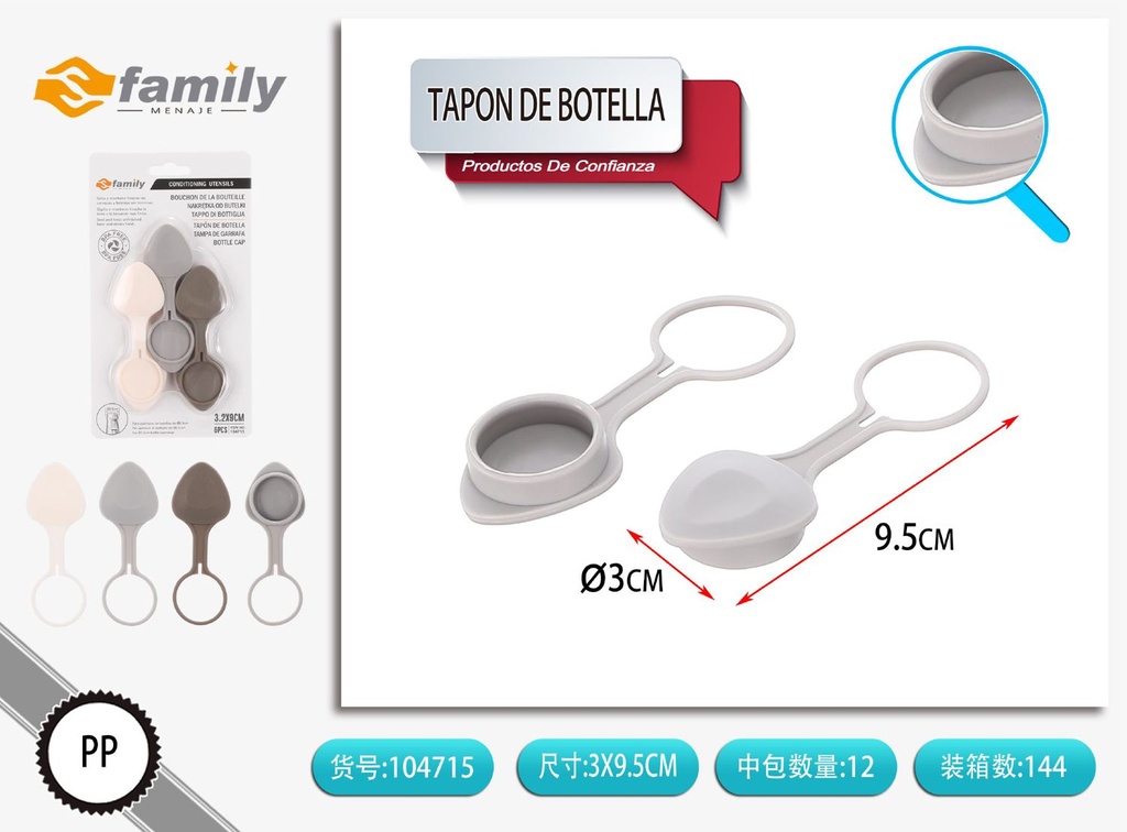 Tapo de botella de plástico en forma de corazón 9 cm 6 PZ - Artículos de cocina