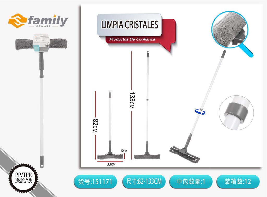 Rasqueta para ventanas gris 82-133 cm - Limpiacristales