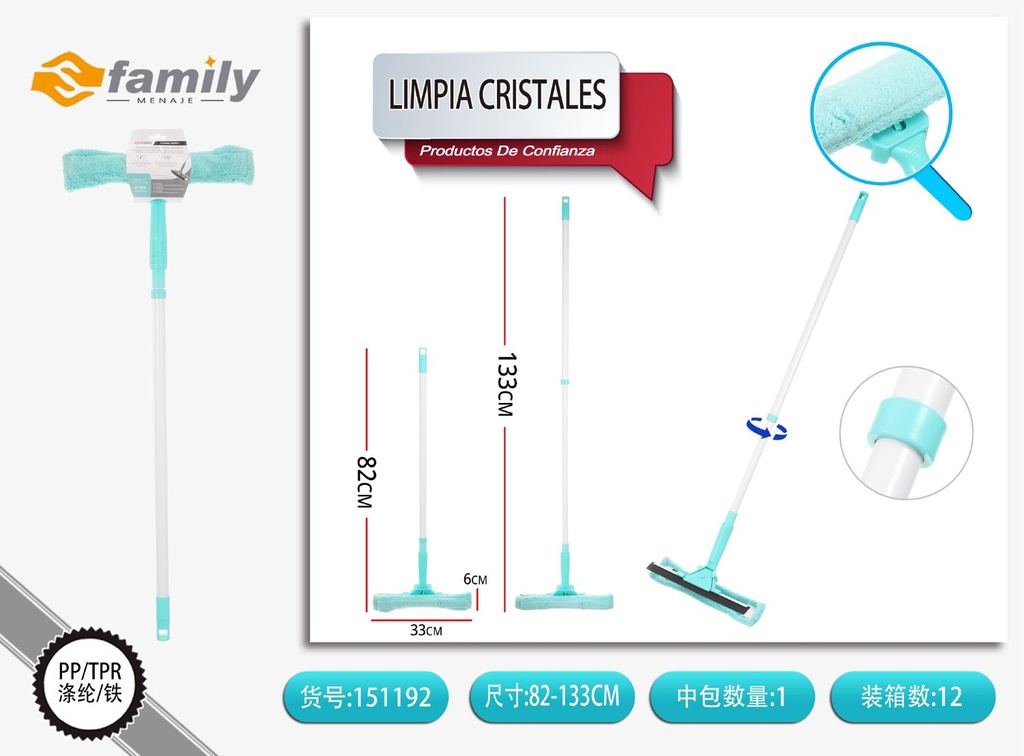 Rasqueta para ventanas azul 82-133 cm - Limpiacristales