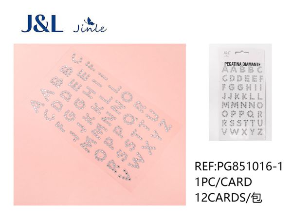 Pegatinas autoadhesivas de diamantes de imitación con letras - 260 PCS