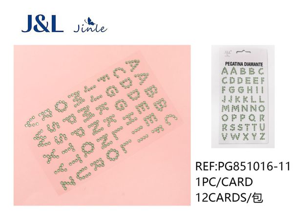 Pegatinas autoadhesivas de diamantes de imitación con letras - 260 PCS