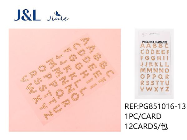 Pegatinas autoadhesivas de diamantes de imitación con letras - 260 PCS