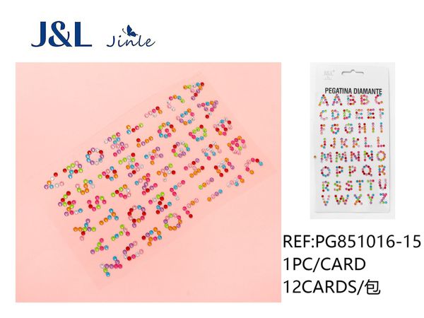 Pegatinas autoadhesivas de diamantes de imitación con letras - 260 PCS