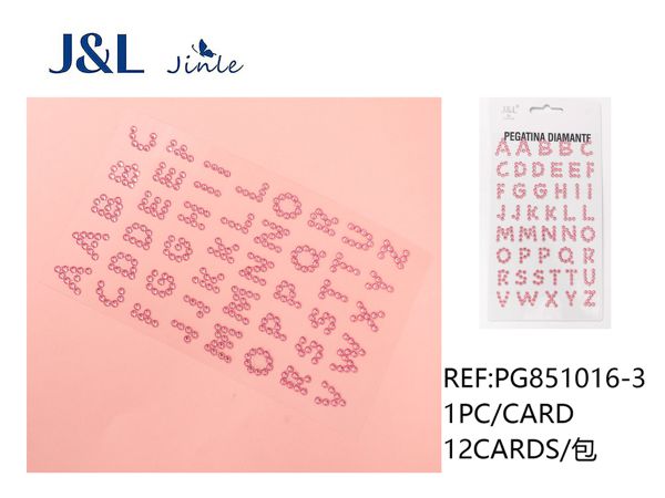 Pegatinas autoadhesivas de diamantes de imitación con letras - 260 PCS