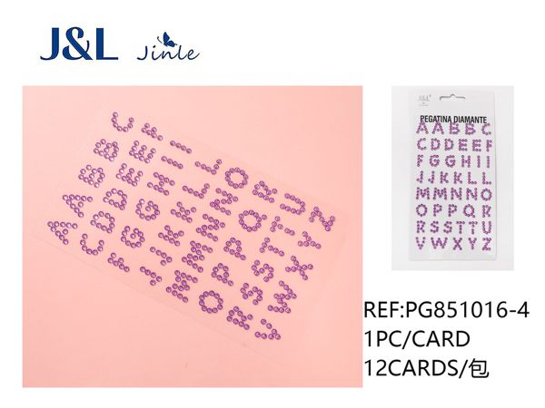 Pegatinas autoadhesivas de diamantes de imitación con letras - 260 PCS