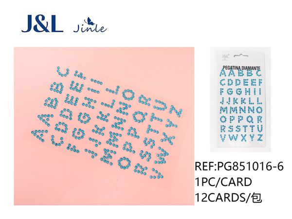 Pegatinas autoadhesivas de diamantes de imitación con letras - 260 PCS