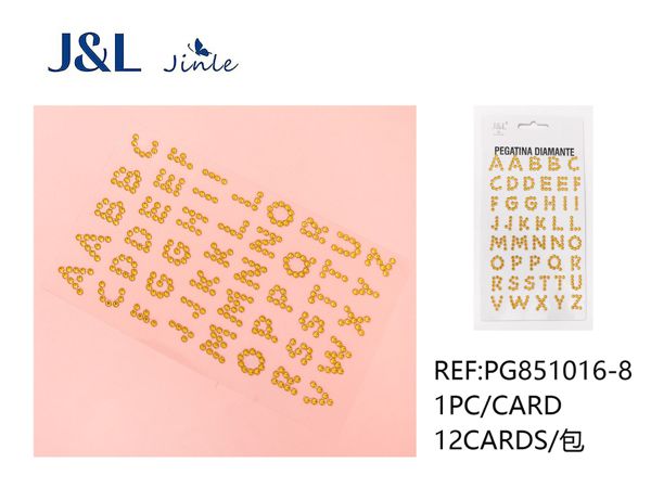 Pegatinas autoadhesivas de diamantes de imitación con letras - 260 PCS