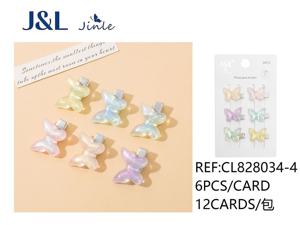 Pinzas mini en forma de mariposa 6 piezas - Accesorio para niñas