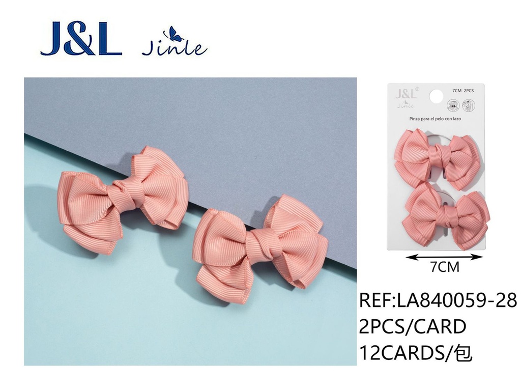 Elástico con lazo rosa malva 7cm, 2 piezas - Accesorios para el cabello