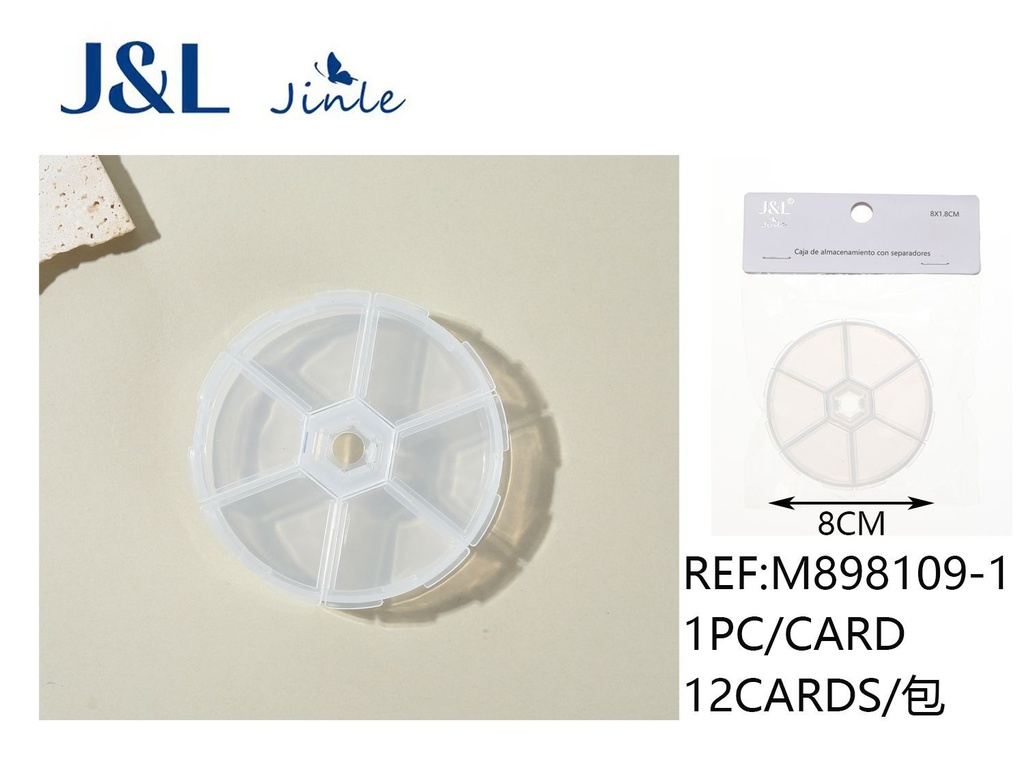 Pastillero redondo de 6 rejillas 8x1.8cm transparente - Organización de medicinas