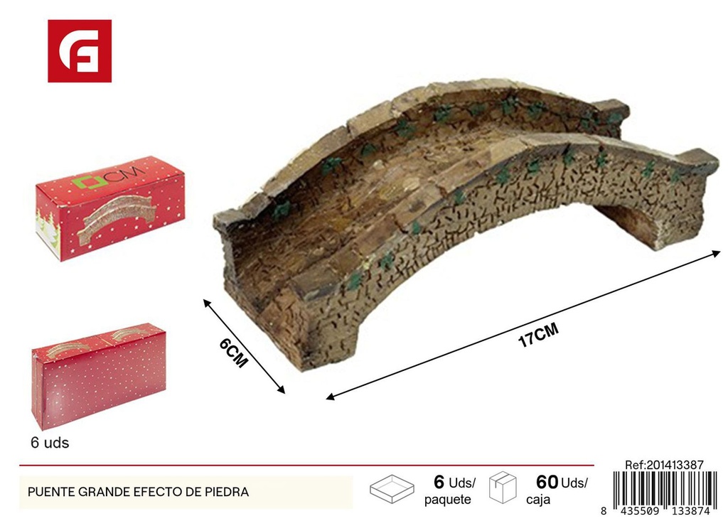 Puente grande efecto de piedra - Escenografía para belenes y decoración navideña