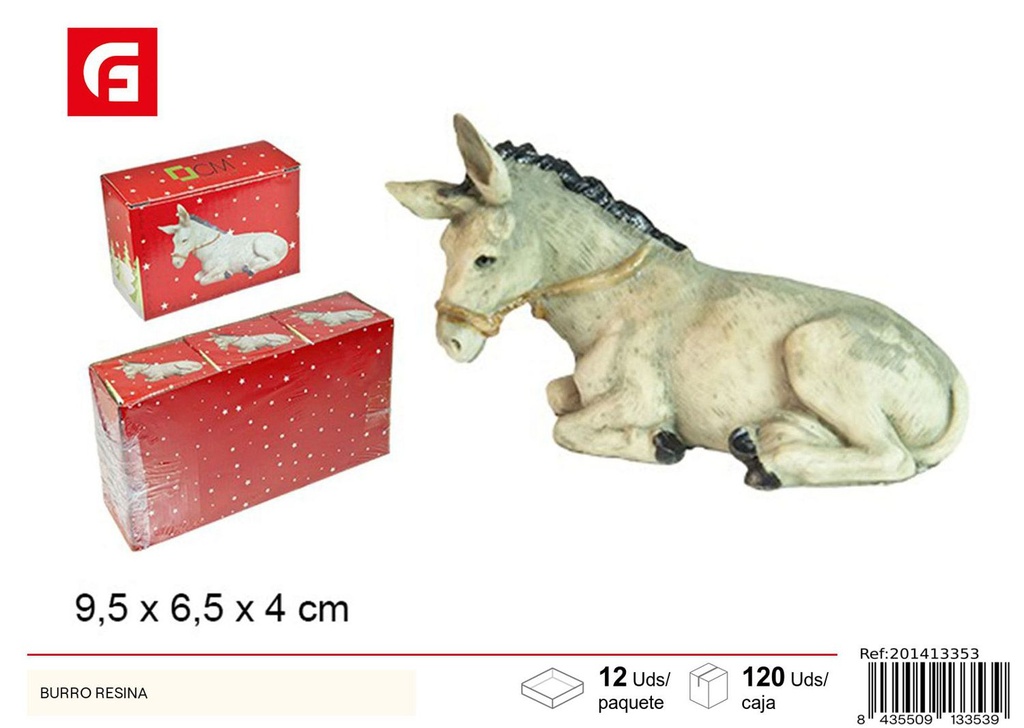 Figura de resina Burro navideño - Figuras de belén y decoración de Navidad