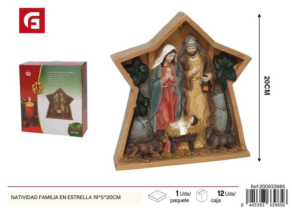 Natividad familia en estrella 19x5x20cm - Figuras de belén