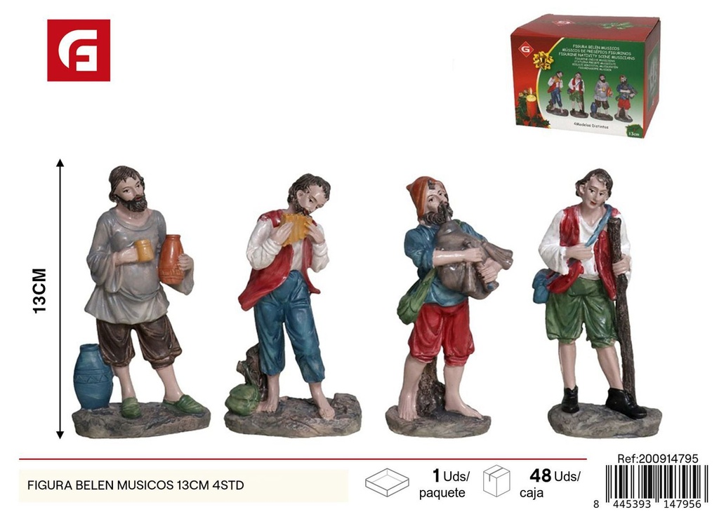 Figura Belén músicos 13cm 4 unidades - Figuras navideñas