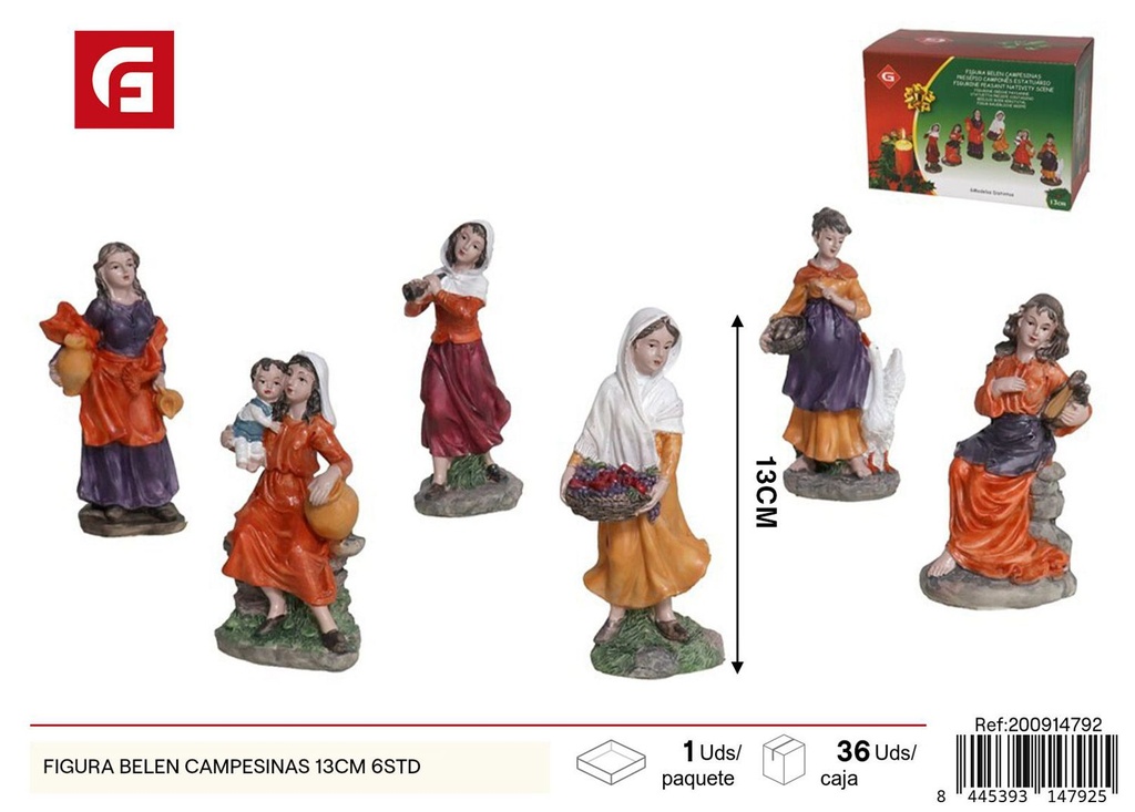 Figura Belén campesinas 13cm 6 unidades - Figuras navideñas