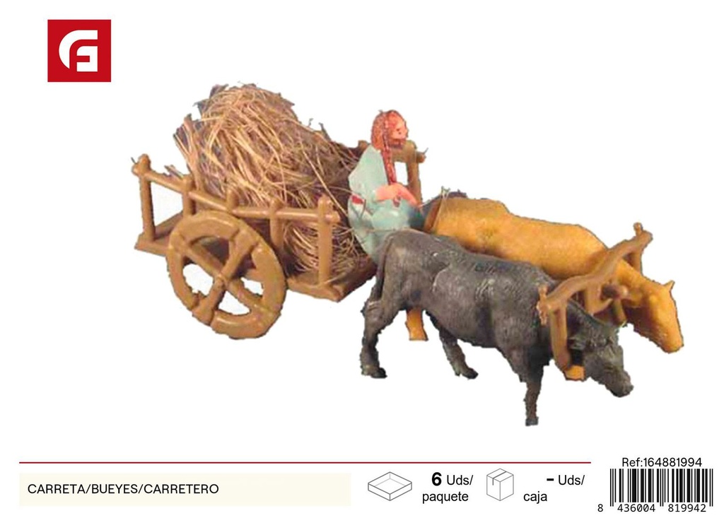  Carreta con bueyes y carretero decoración navideña - Figuras de belén para Navidad