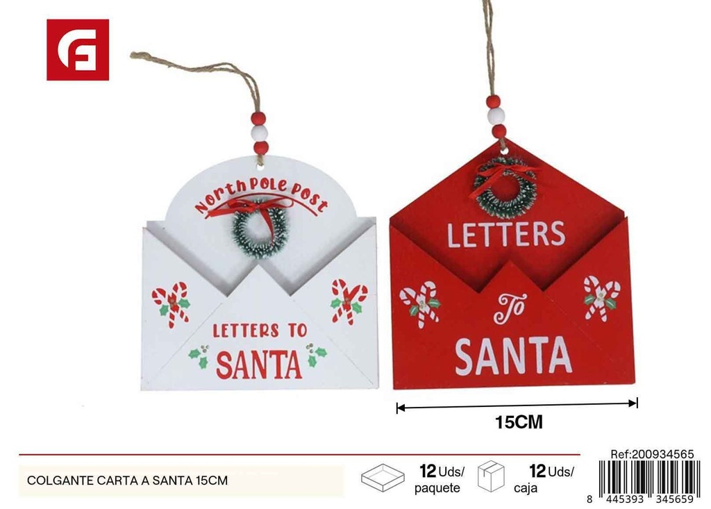 Colgante Carta a Santa 15 cm - Decoraciones navideñas