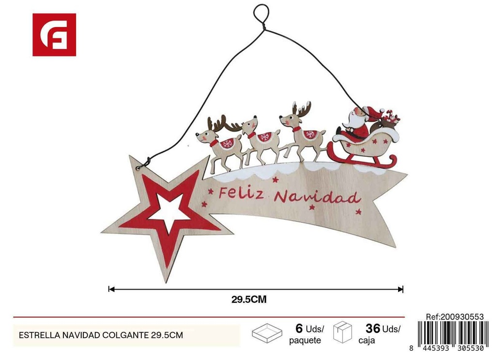 Estrella Navidad colgante 29.5cm - Adornos navideños