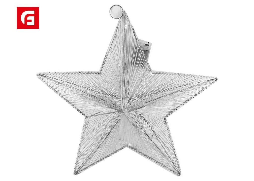  Estrella de Navidad plateada con luz LED 40cm - Decoración navideña para árbol