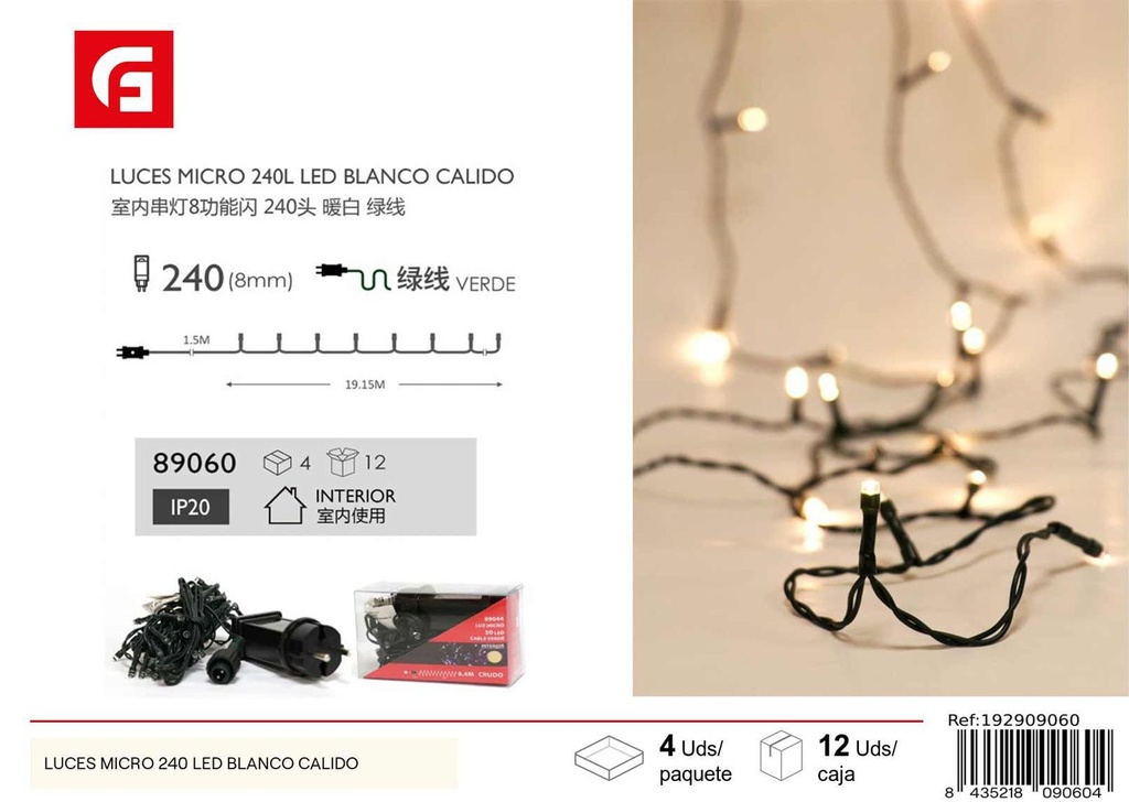 Luces de Navidad micro 240 LED blanco cálido - Iluminación decorativa