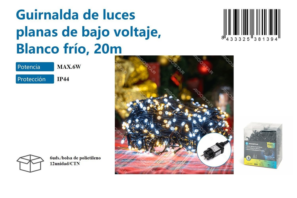 Bajo voltaje guirnalda luz cálida & luz fría 20M - Iluminación decorativa