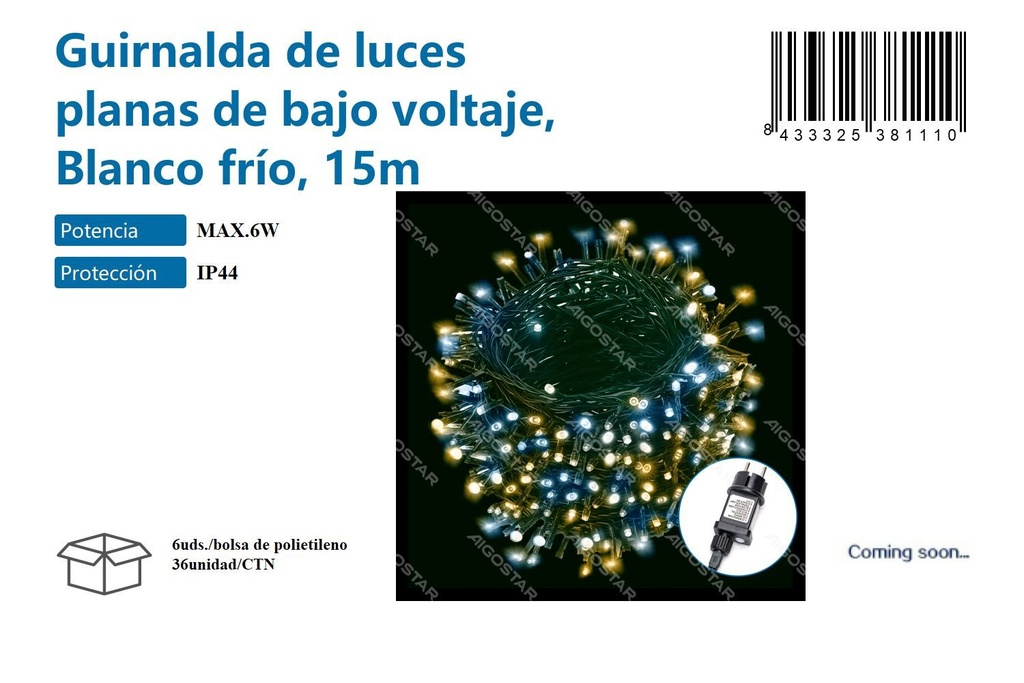 Bajo voltaje guirnalda luz cálida & luz fría 15M - Iluminación decorativa