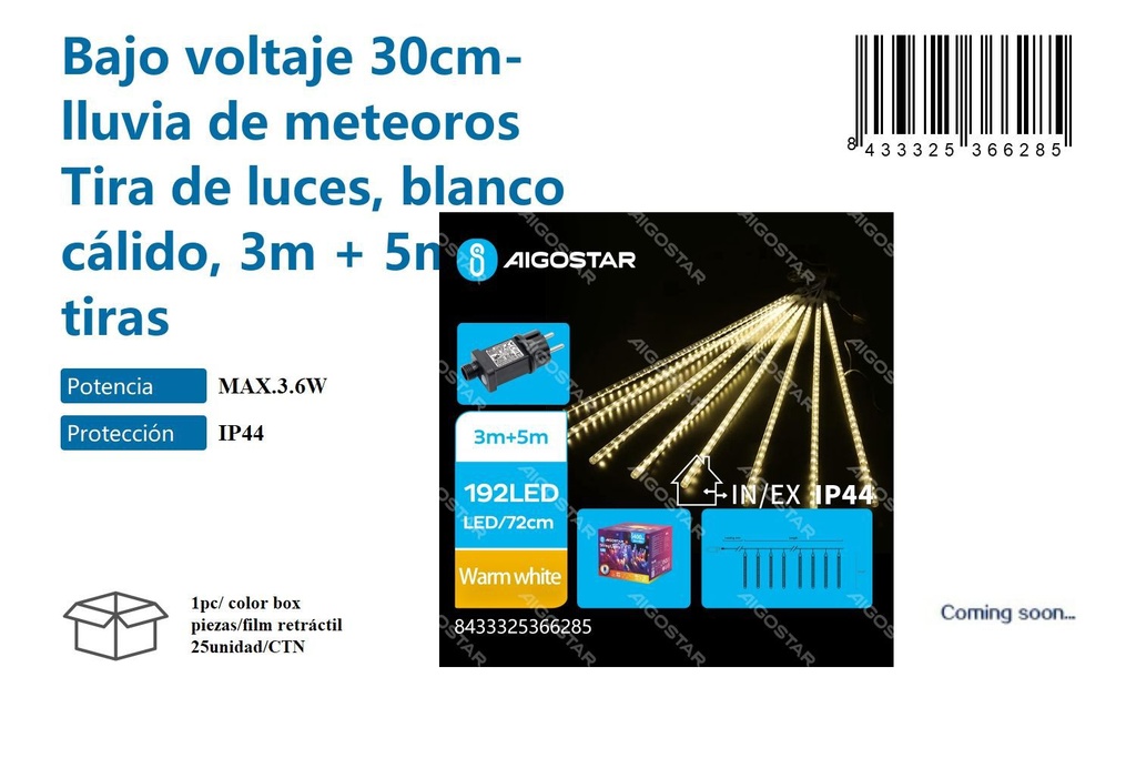 Girnalda de luz cálida de bajo voltaje 5 m - Decoración navideña