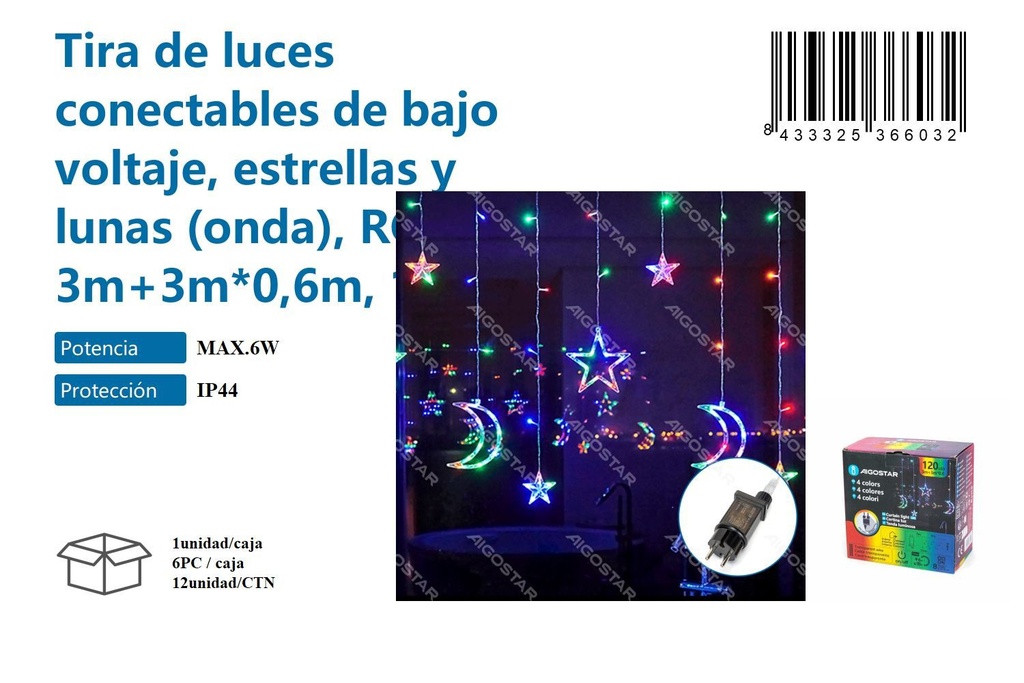 Guirnalda de luces de bajo voltaje 3*0.6m - Decoración navideña