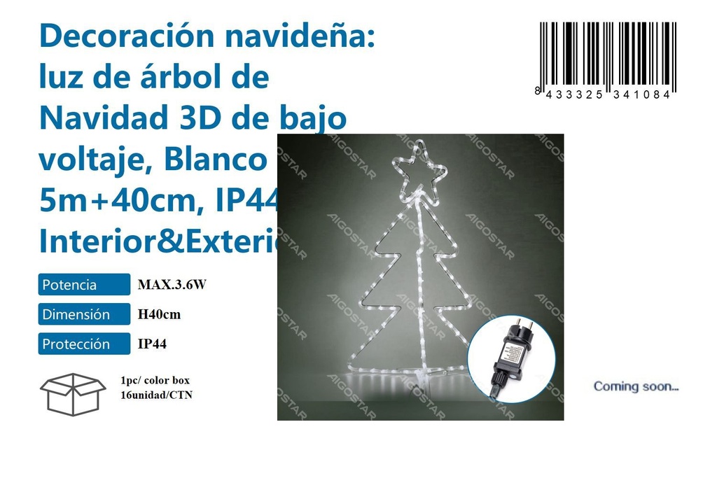 Bajo voltaje decoración navideña luminosa luz blanca H40CM - Iluminación navideña