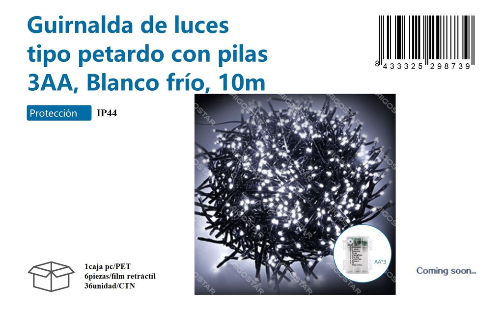 Guirnalda luz blanca 10M - Iluminación decorativa para Navidad