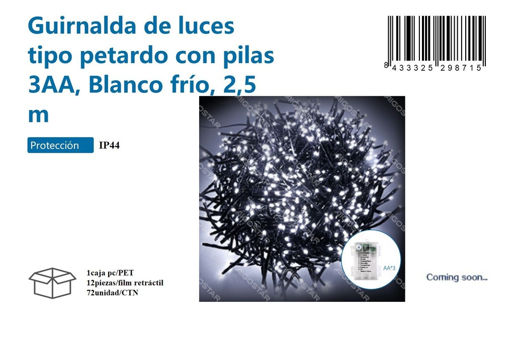 Guirnalda de luz blanca de 10 m - Decoración navideña