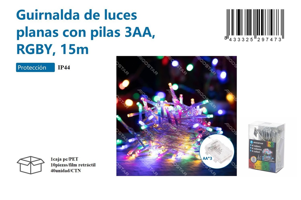 Guirnalda luz 15M - Iluminación decorativa para Navidad