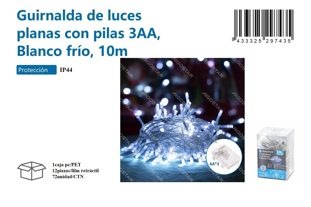 Guirnalda de luz blanca 10m - Iluminación decorativa para Navidad