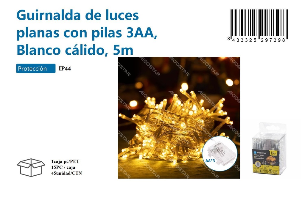 Guirnalda de luz cálida 5 m - Decoración navideña