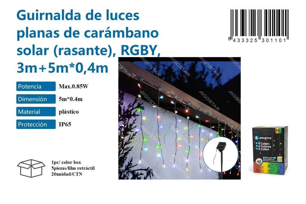 Guirnalda de luces solares planas - Decoración navideña