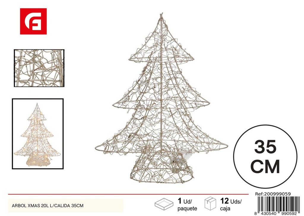  Árbol de Navidad 35cm con 20 LED cálidos - Figuras y luces decorativas