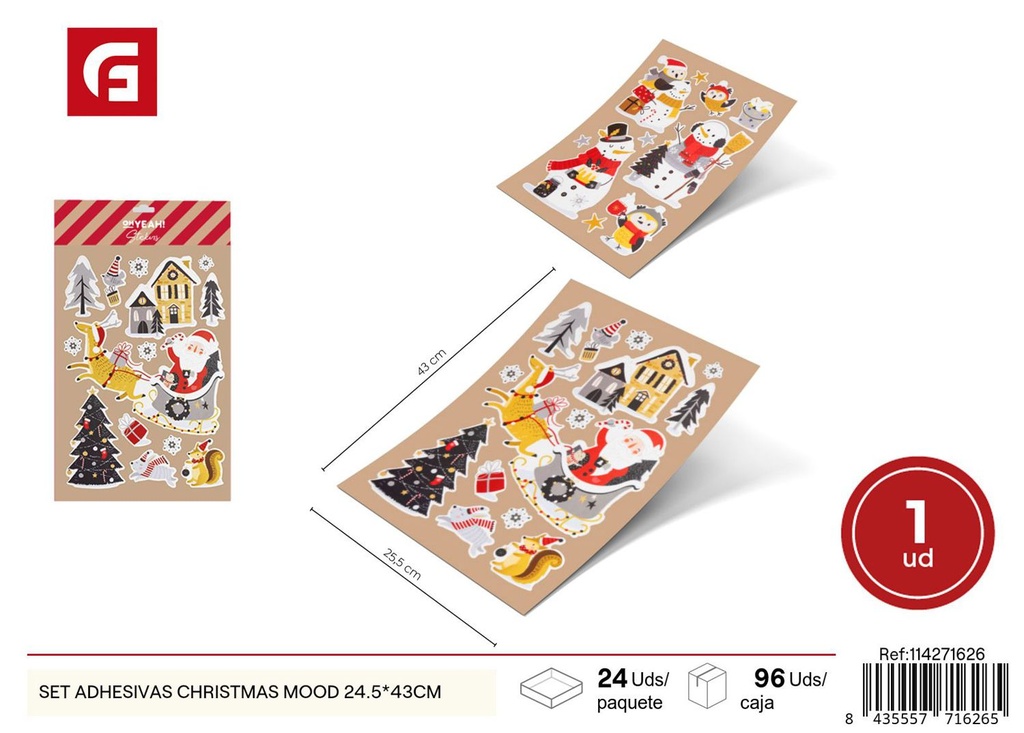 Set de adhesivos Christmas Mood 24.5x43 cm - Pegatinas navideñas