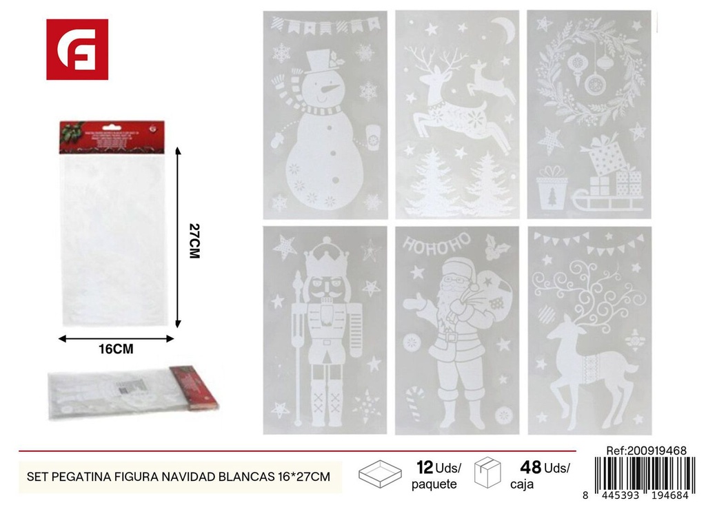 Set de pegatinas de Navidad blancas - 16*27 cm