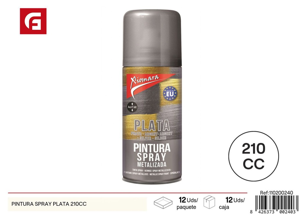 Pintura spray plata 210cc - Plantillas navideñas