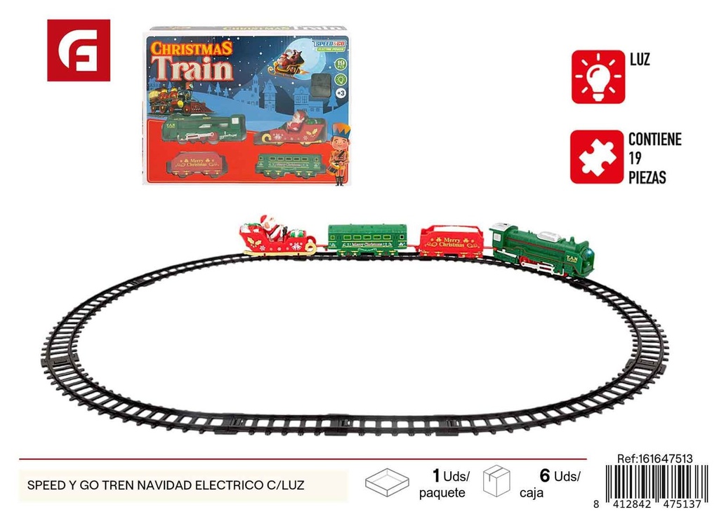 Tren Navidad eléctrico Speed y Go con luz - Decoraciones y juguetes navideños