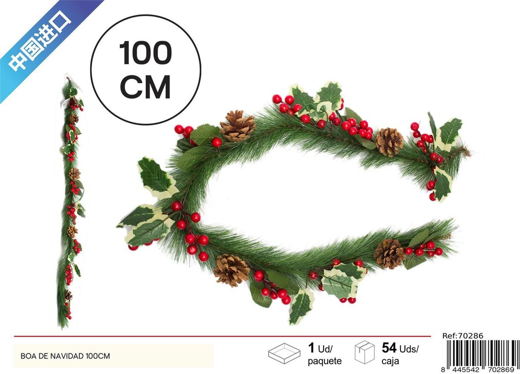 Boa de Navidad de agujas de pino 100cm - Decoración navideña