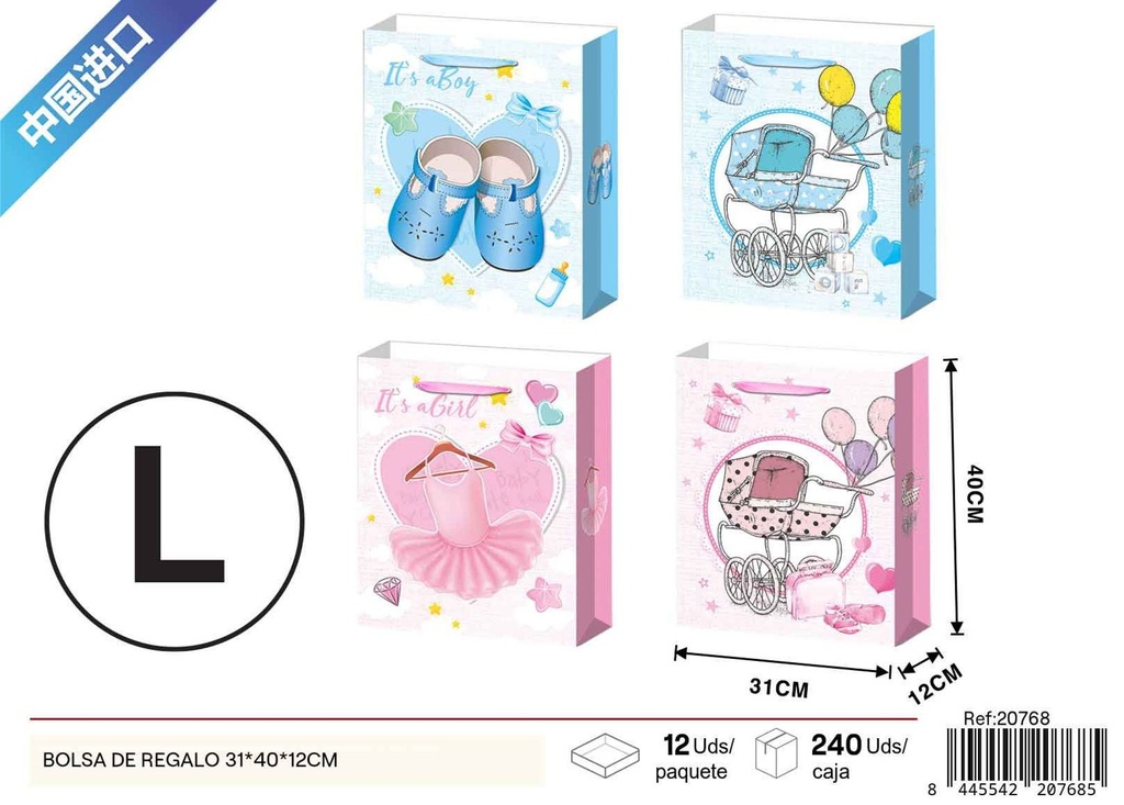 Bolsa de regalo con impresión en plata grande 31*40*12cm - Nuevos productos y bolsas
