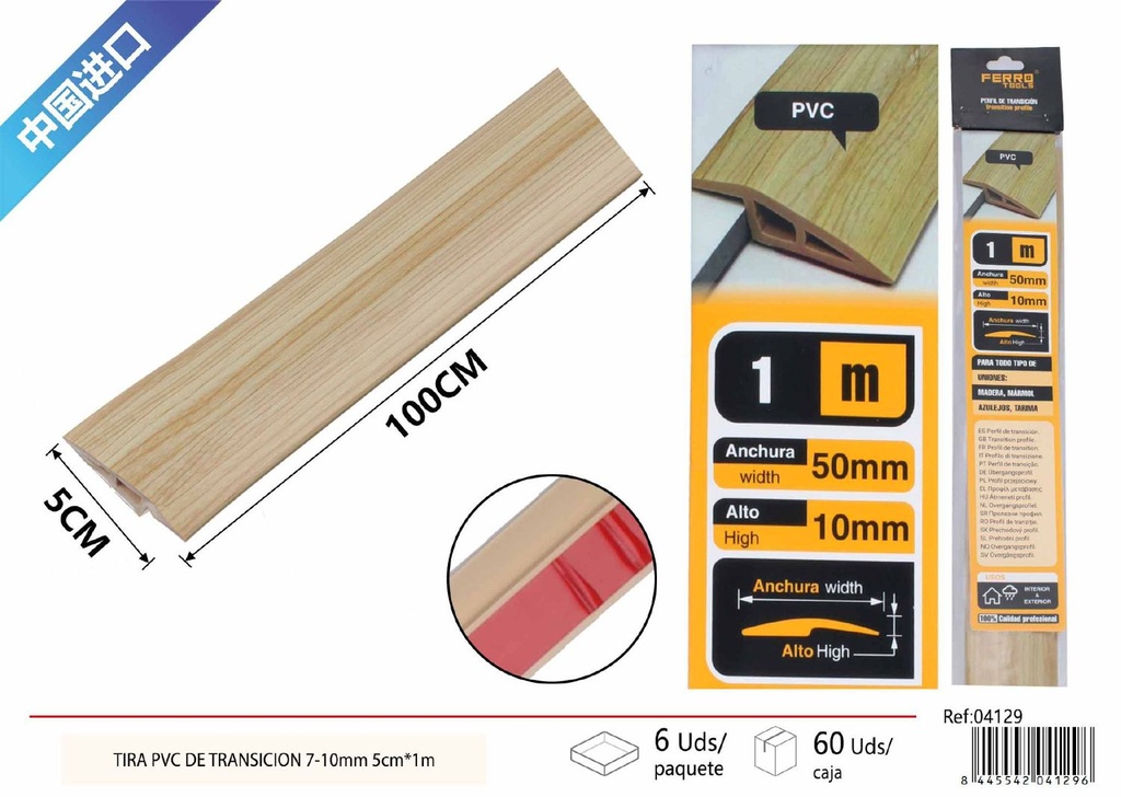 Tira PVC de transición 7-10mm 5cmx1m - Novedades