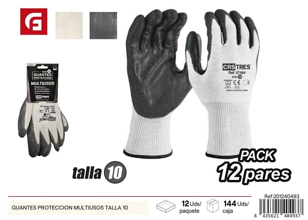  Guantes de protección multiusos talla 10 - Seguridad y protección laboral