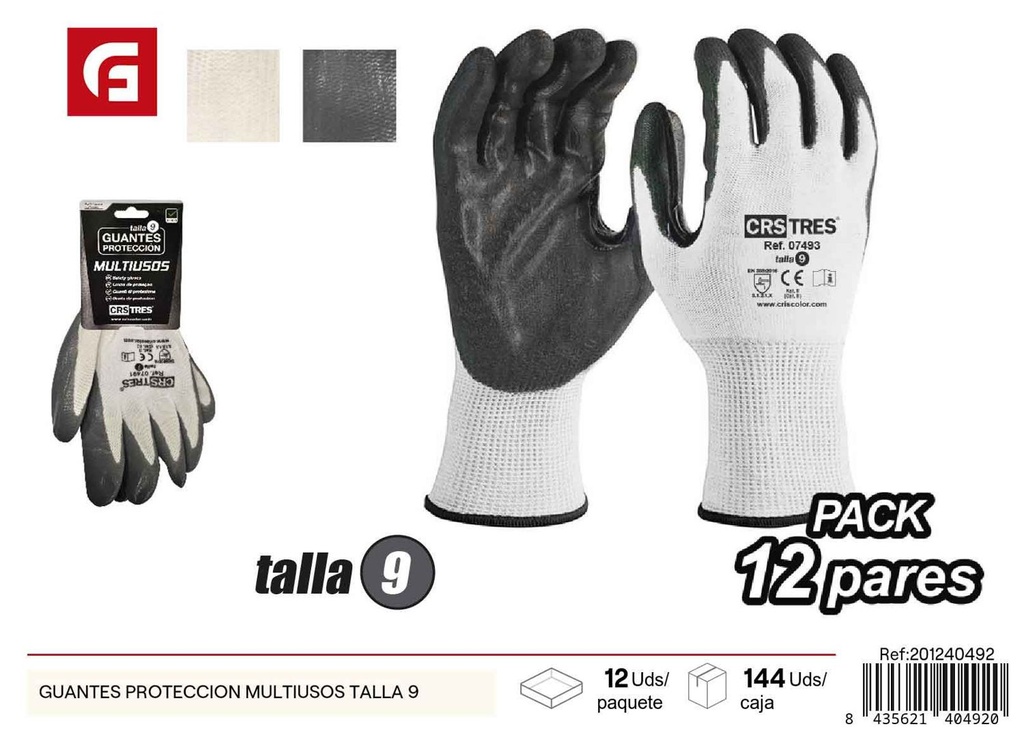  Guantes de protección multiusos talla 9 - Seguridad y protección laboral