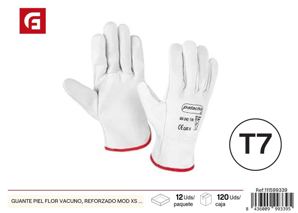 Guante de piel vacuno reforzado Mod XS T.7 - Guantes de trabajo