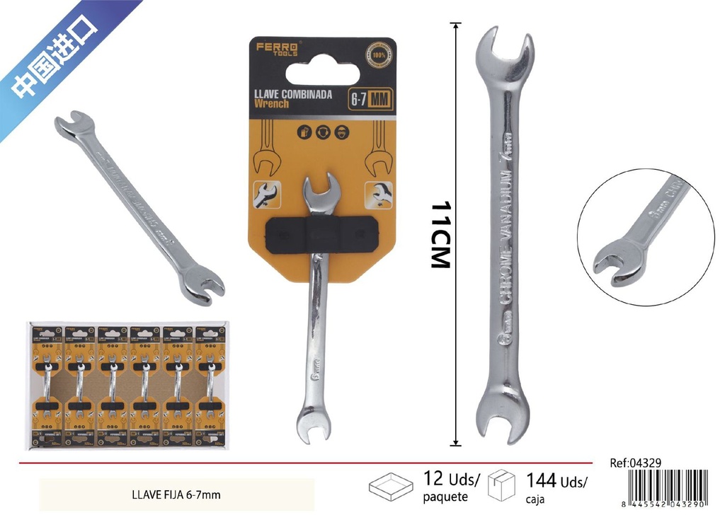 Llave fija de doble boca 6-7mm - Herramienta de ferretería