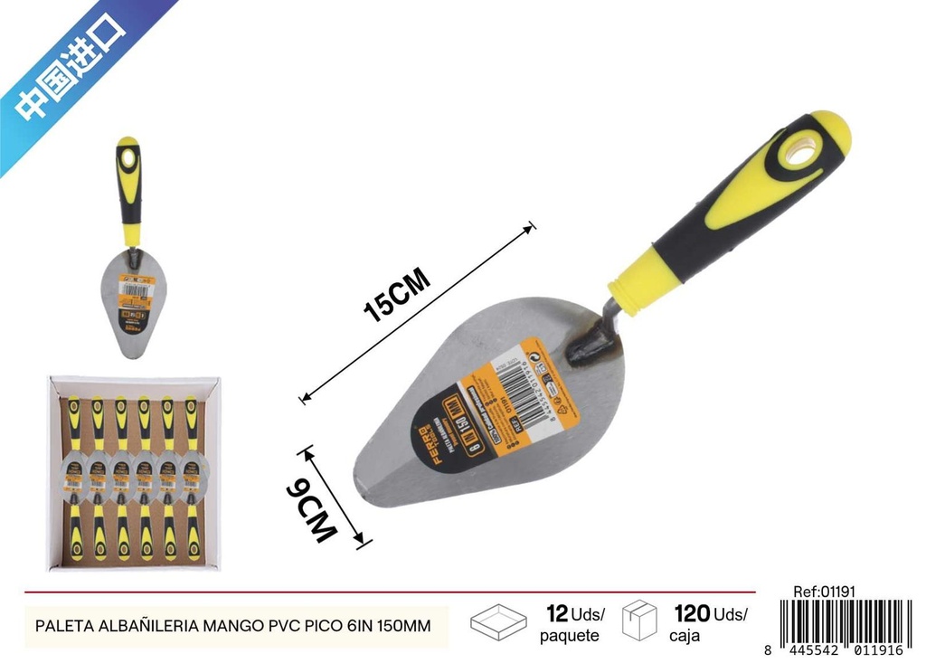 Pala albañilería mango PVC pico 6in 150mm - Herramientas de albañilería