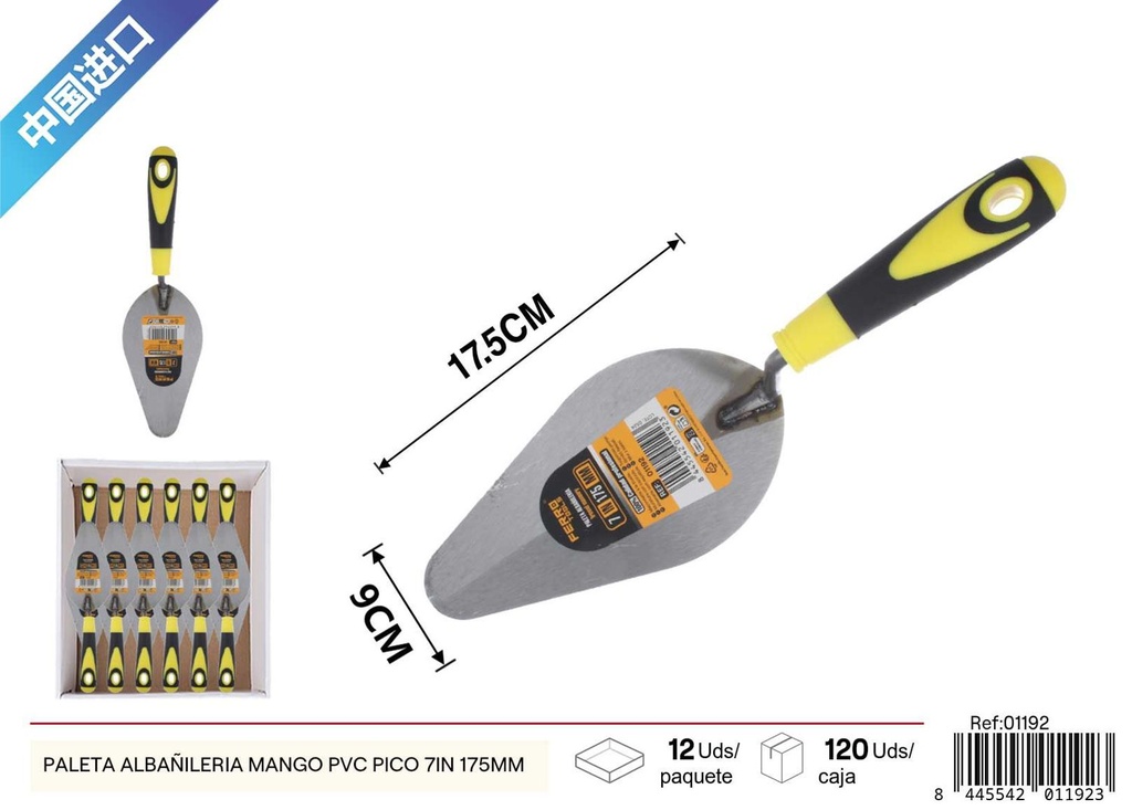 Paleta de albañilería mango PVC 7 in 175 mm - Herramientas para la construcción y albañilería