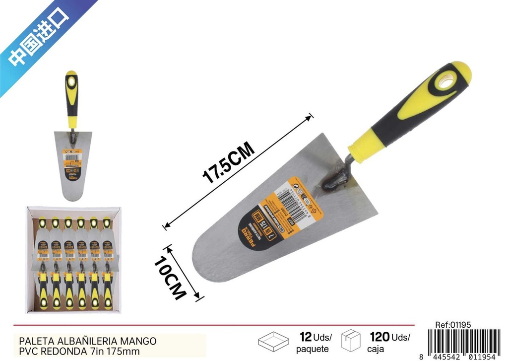 Pala de albañilería mango pvc redonda 7in 175mm - Herramientas de ferretería